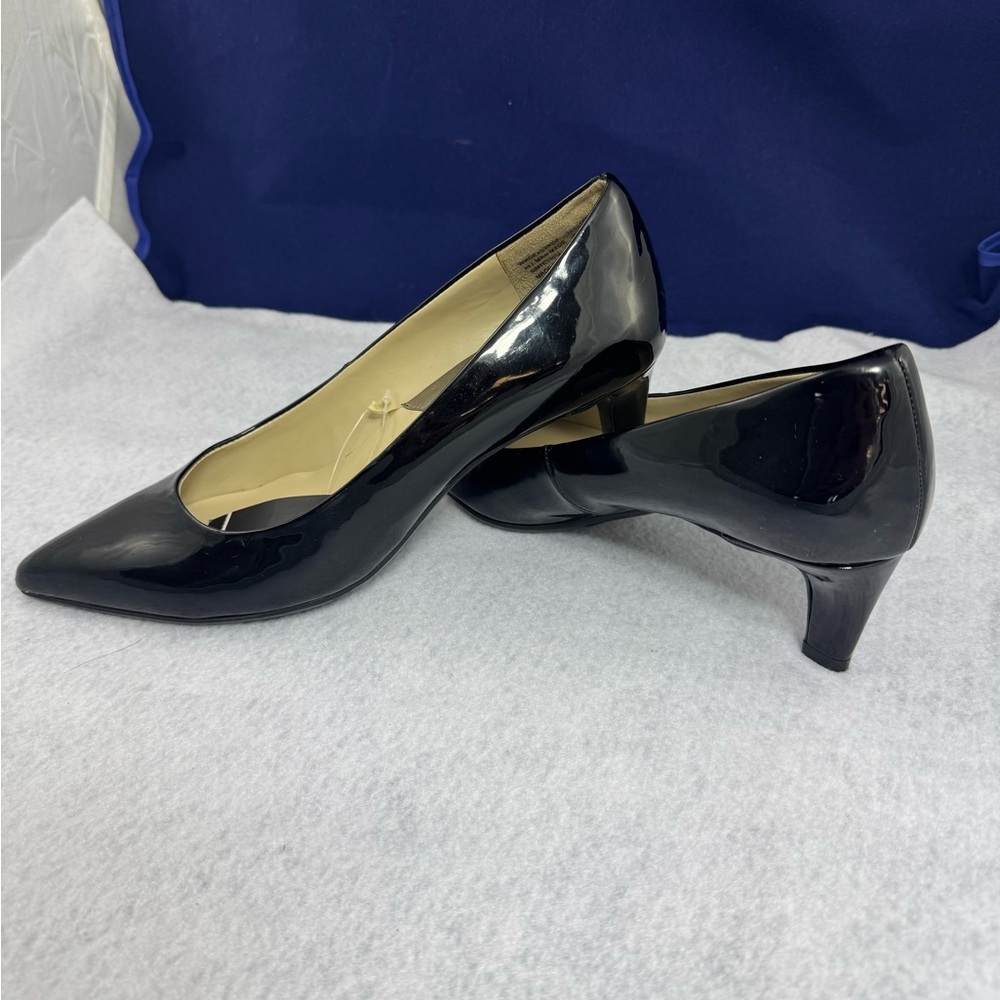 George Black Classic Heels with Low Kitten Heel